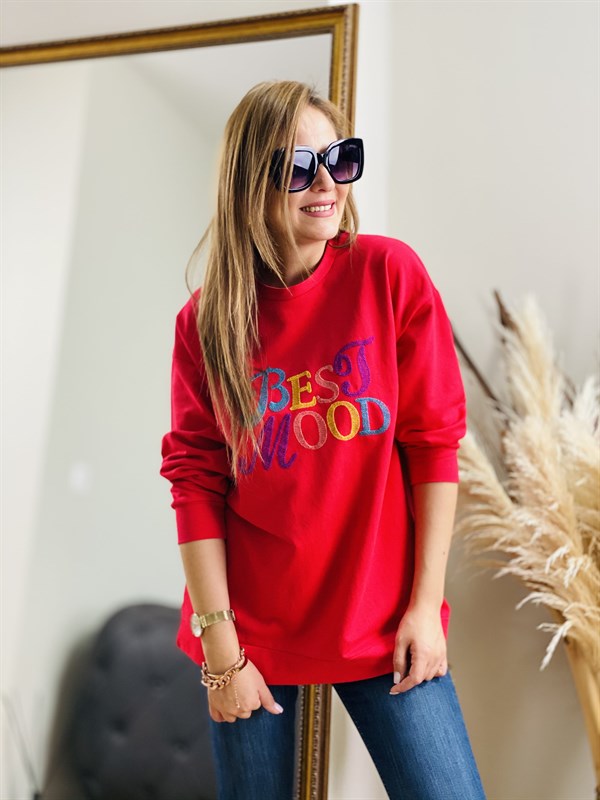 Kırmızı Best Mood Sweatshirt