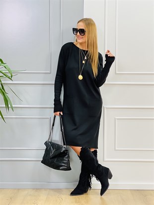 Siyah Triko Tunik Elbise