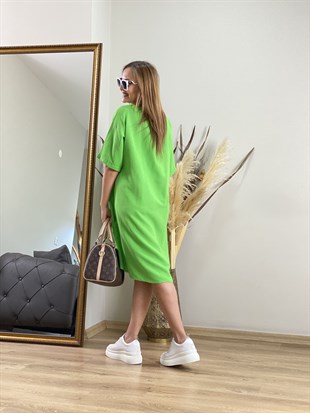Yarım Kol Fıstık Yeşil Basic Elbise